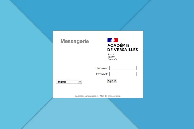 La page de connexion à la messagerie Webmail Versailles
