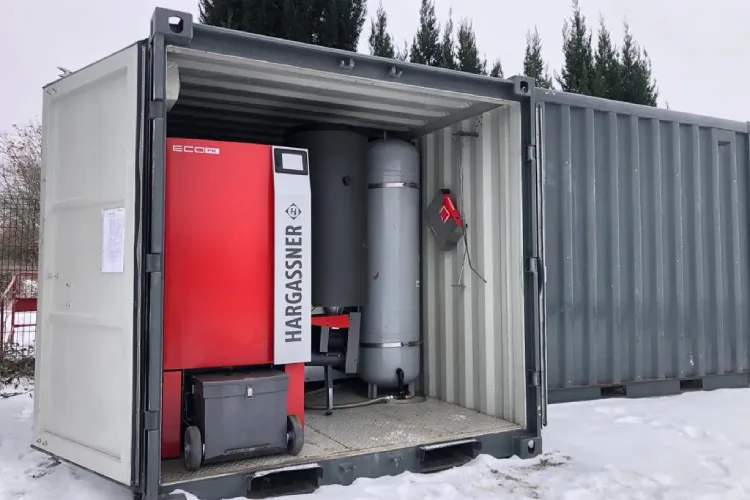 Exemple de chaudière mobile à granulés en container
