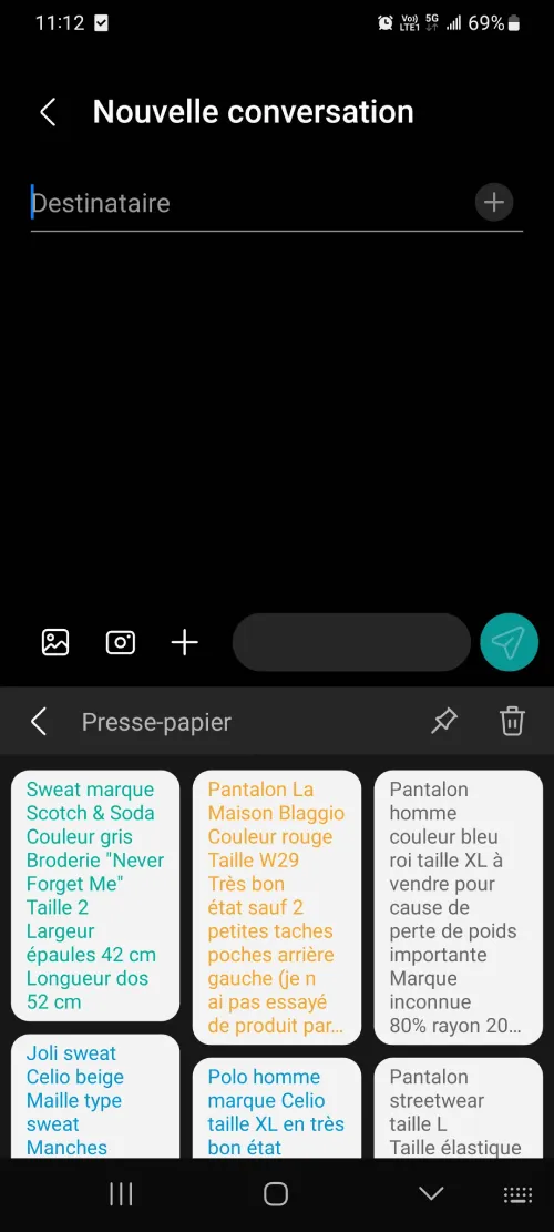 L'historique des copies enregistrées dans le presse-papier Samsung