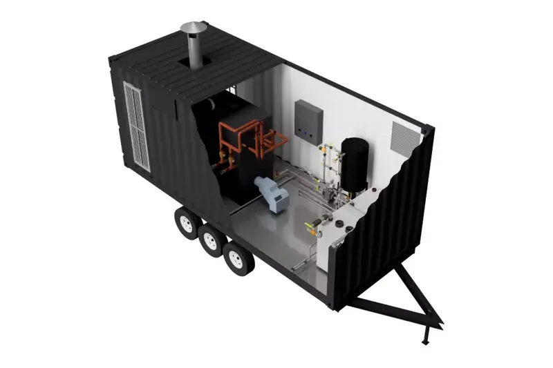 Maquette de chaudière mobile en conteneur