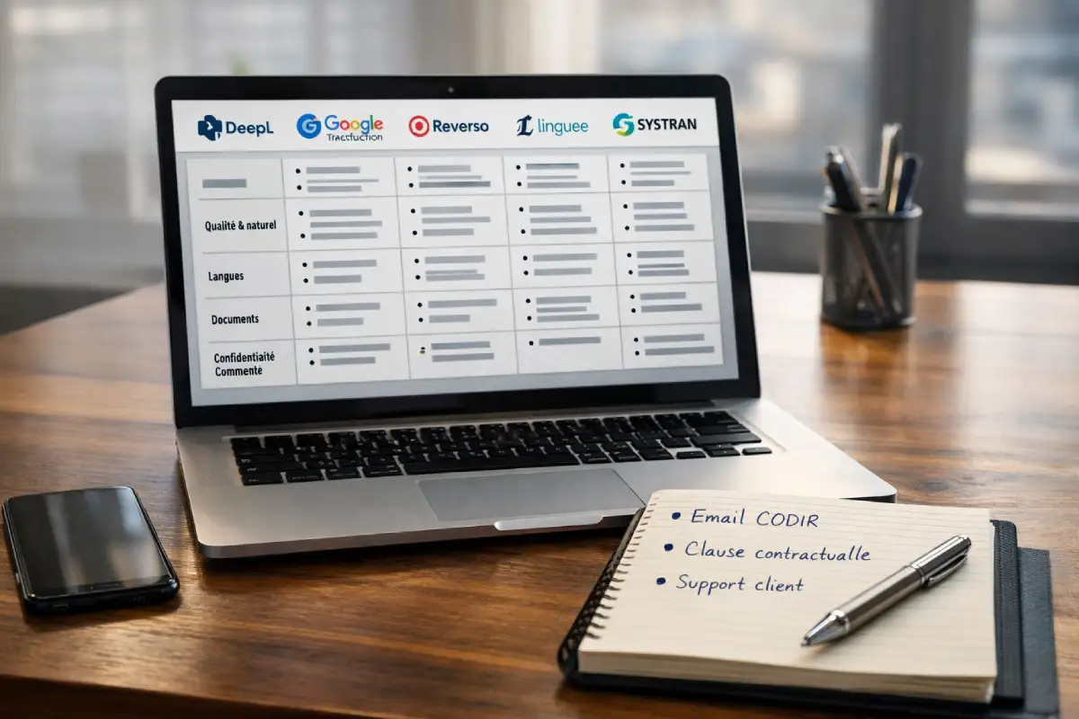 Comparatif d'outils de traduction en ligne pour un usage professionnel