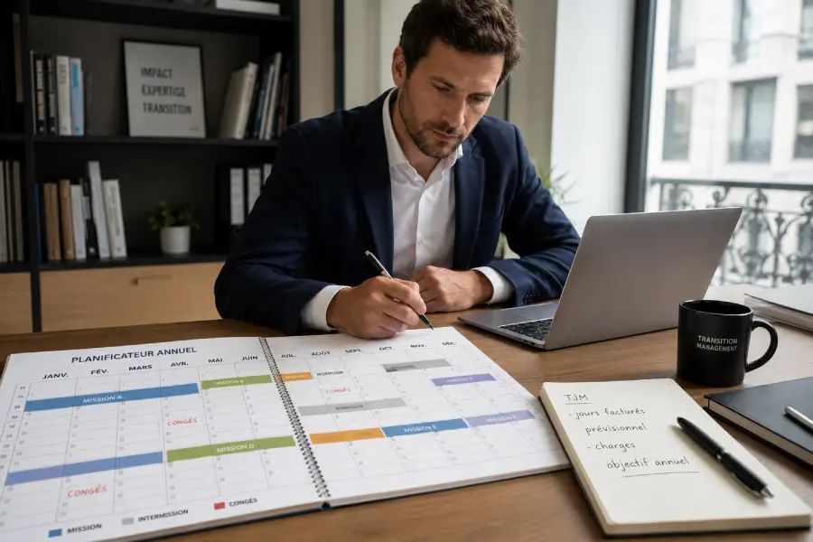Relation entre jours ouvrés, jours travaillés et jours facturés d'un consultant
