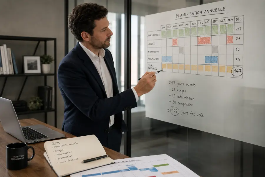 Avec les périodes d'intermission, les jours travaillés d'un consultant sont bien inférieurs aux jours ouvrés