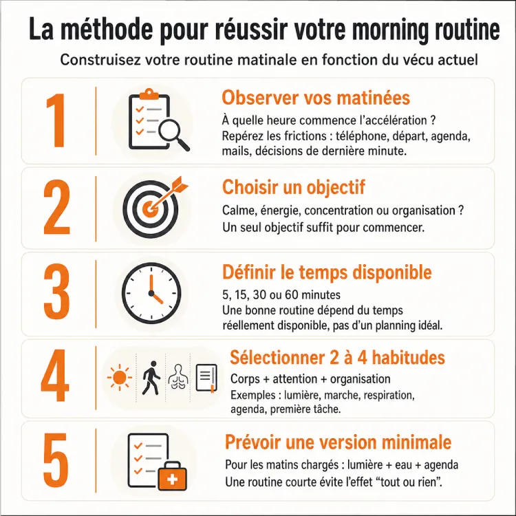 Infographie - la méthode pour réussir sa morning routine
