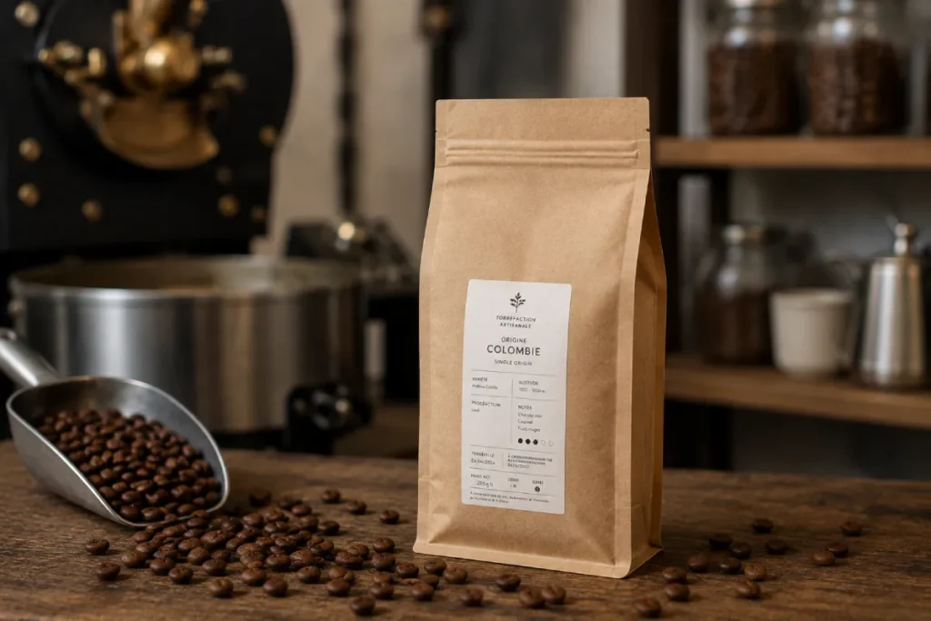 L'étiquette de café torréfié comporte plusieurs mentions obligatoires