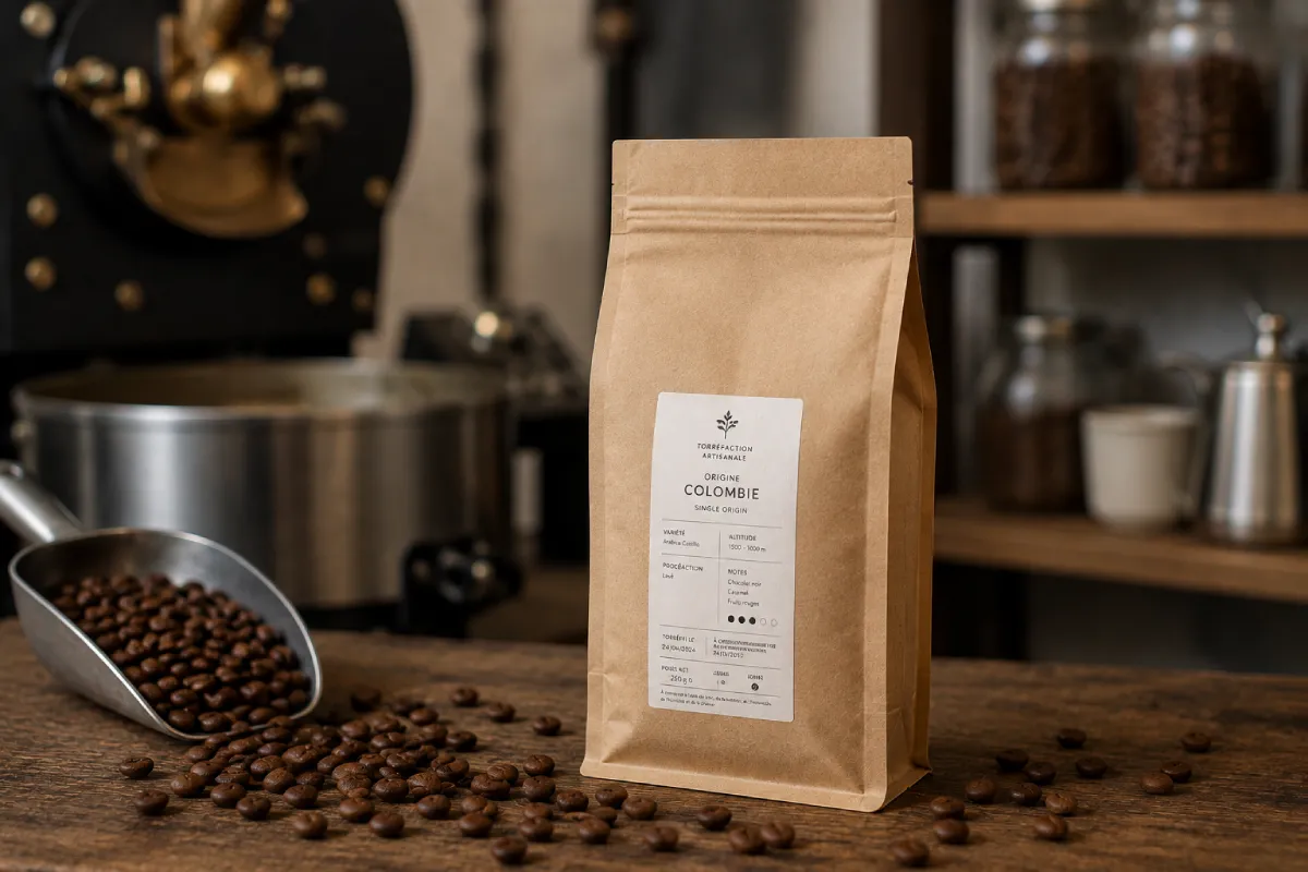 L'étiquette de café torréfié comporte plusieurs mentions obligatoires